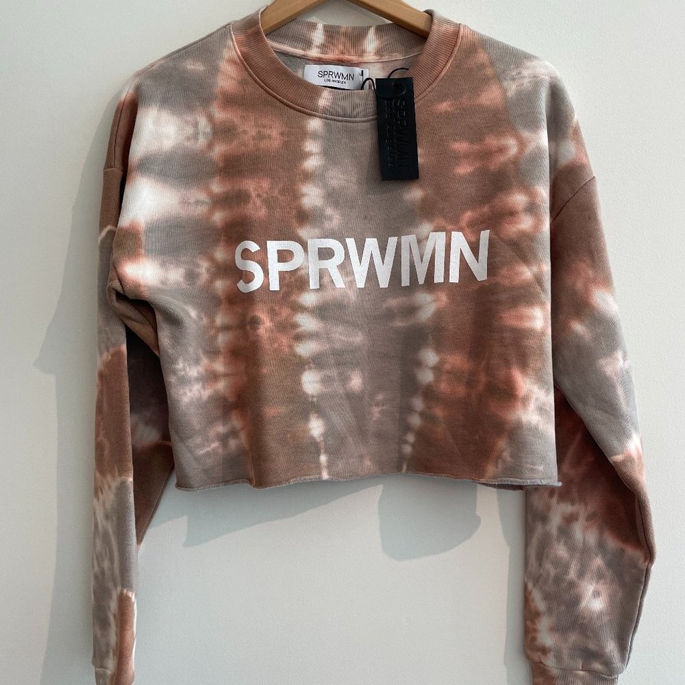 SPRWMN Desert Dusk Cotton Cropped Logo Sweatshirt